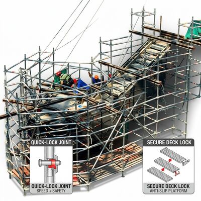 Un buon prezzo. Torre di ponteggio in alluminio a tripla piattaforma multilivello con tre piani di lavoro indipendenti per accesso simultaneo dell'equipaggio in linea